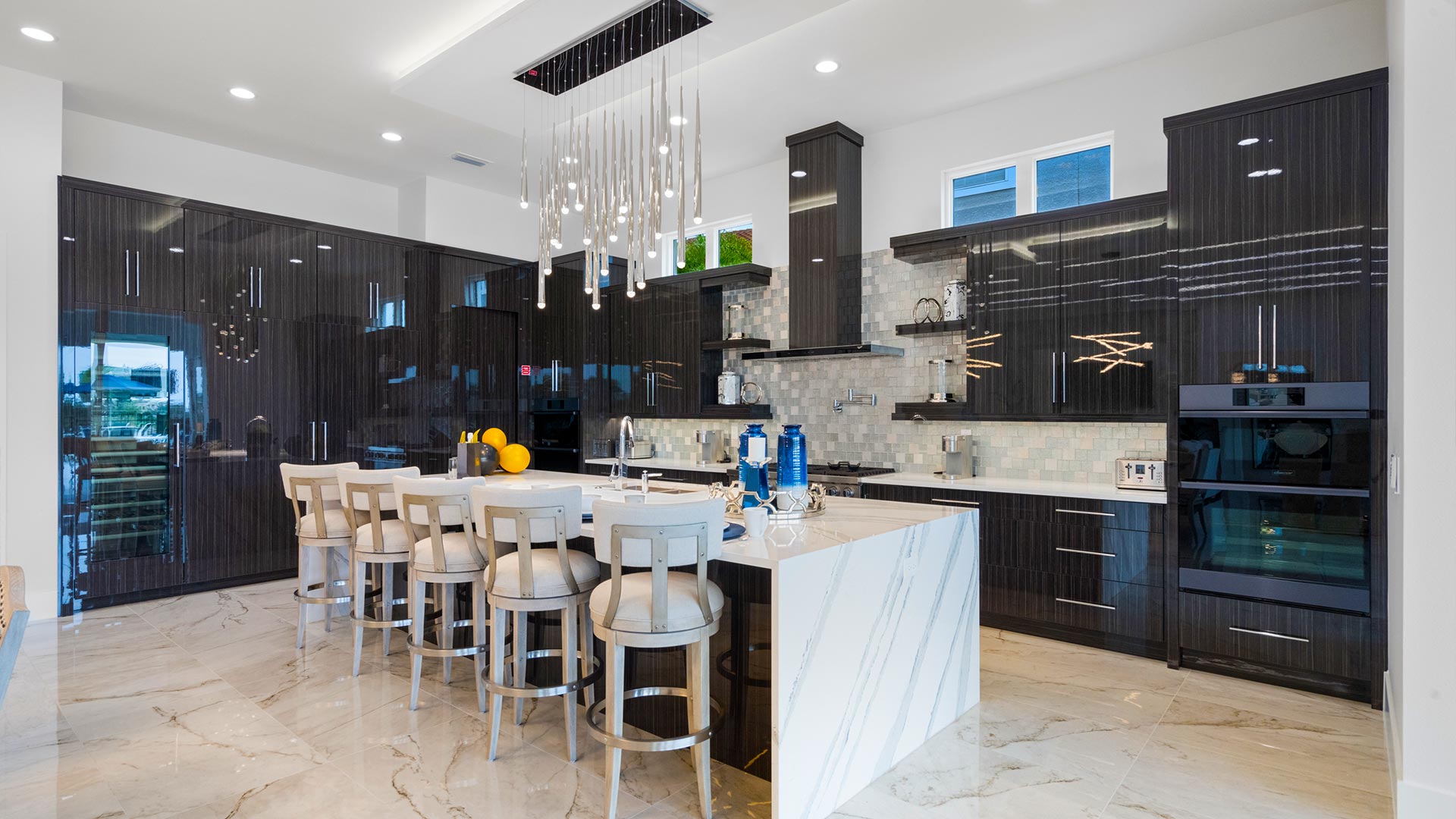 Professional Kitchen With Granite-Island Breakfast Bar For Five