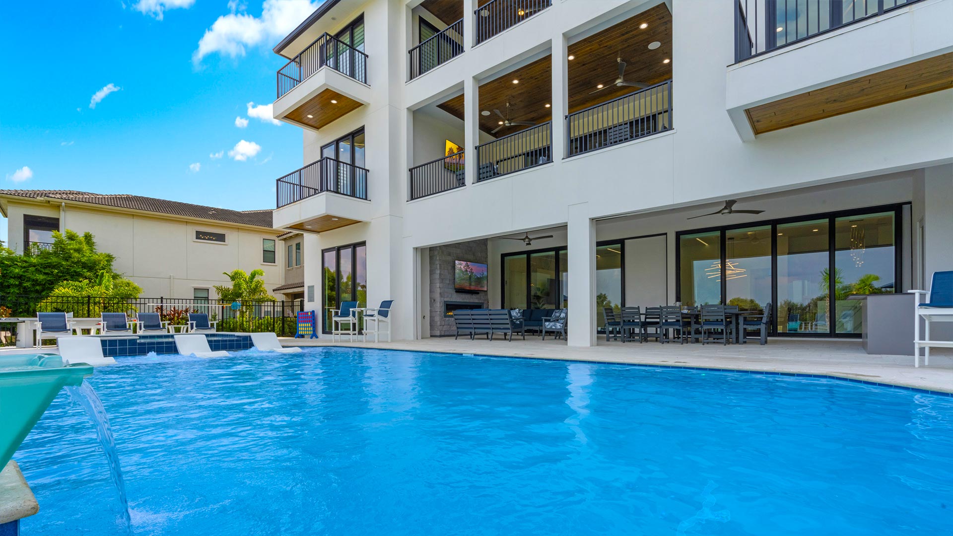 Backyard Pool Next To Memories Mansion Balconies